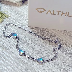 NWT 925S Althum Simulated Moonstone Heart Bracelet